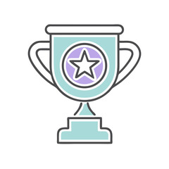 Trophy icon with a star symbol, in flat style and pastel colors  