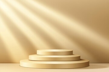 Obraz premium minimalist interior with round podiums concept of modern simplicity and elegance