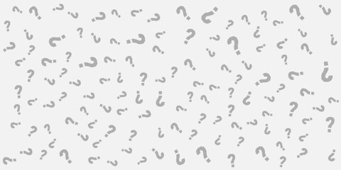 Question mark seamless pattern. Repeating interrogation patern. Hand drawn black simple icon on white sample background. Repeated modern wallpaper for design prints. Repeat swatch.