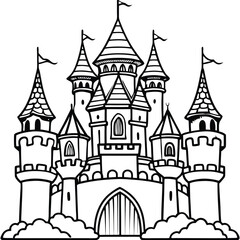 Fototapeta premium Fantasy Castle Outline with Towers
