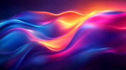 Fototapeta premium Vibrant Neon Abstract Waves, Vibrant abstract waves in neon colors creating a dynamic flow