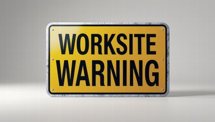 Obraz premium Worksite Warning Sign Yellow and Black Caution Sign on White Background