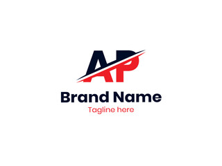 Vector AP logo design is divided by a line. AP letter logo design. PA creative initials letter logo concept. AP letter design. Pro Vector