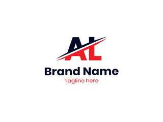 Vector AL logo design divided by line. AL logo, Letter AL, LA letter logo design. Initial letter LA uppercase monogram logo.
