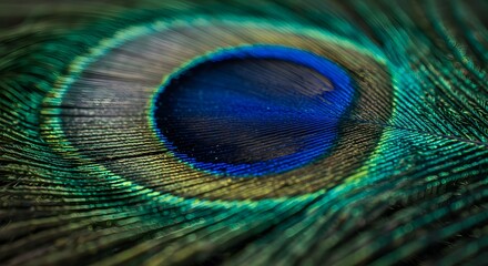 Obraz premium Close Up of a Colorful Feather Eye Pattern with Vibrant Blue and Green
