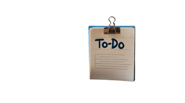 Notepad with "To-Do" list header and paperclip  