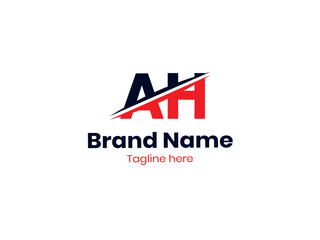 Vector AH logo design divided by line. AH logo, Letter AH, HA letter logo design. Initial letter HA uppercase monogram logo.