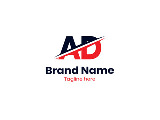 Vector AD logo design divided by line. Creative AD letter logo design Initial letter DA monogram logo. 