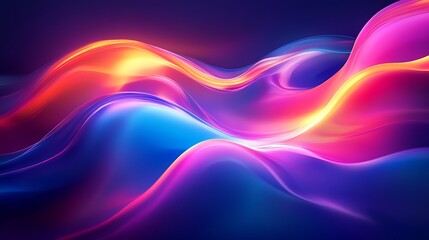 Fototapeta premium Vibrant Neon Abstract Waves, Vibrant abstract waves in neon colors creating a dynamic flow