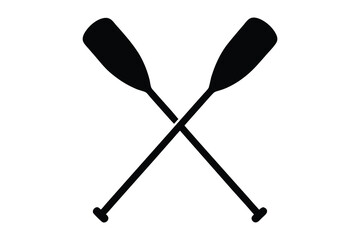 Canoe paddle silhouette, Crossed canoe boat paddle black silhouette vector