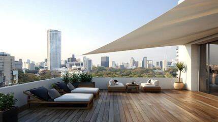 Modern Rooftop Patio With City View