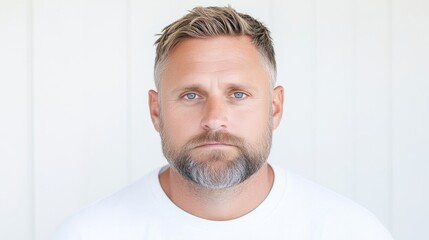 Obraz premium Neutral man in a plain white tee