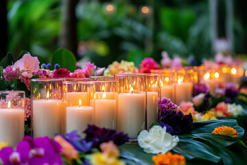 candles and flowers in a church