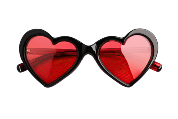 Heart-shaped red sunglasses, playful accessory for fashion lovers, perfect for sunny days.