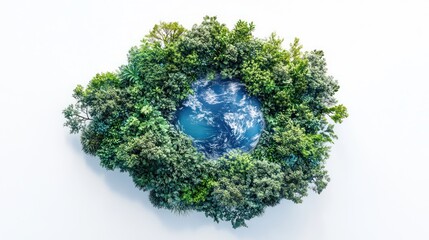 Earth surrounded by trees, environmental concept, isolated