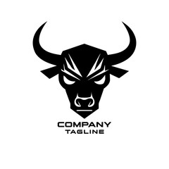 Aggressive Black Bull Illustration, icon, logo