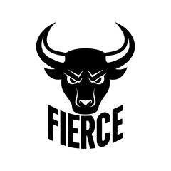 Aggressive Black Bull Illustration, icon, logo