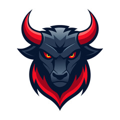 Aggressive Black Bull Illustration, icon, logo