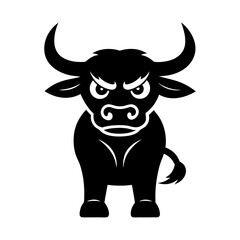 Aggressive Black Bull Illustration, icon, logo