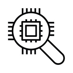 Chip Examination Magnifying Glass Over Microchip on Transparent Background