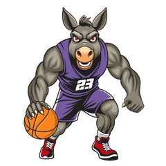 basketball mascot vector illustration donkey basketball design