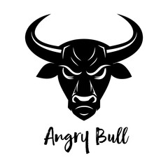 Aggressive Black Bull Illustration, icon, logo