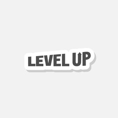 Level up word icon sticker isolated on gray background