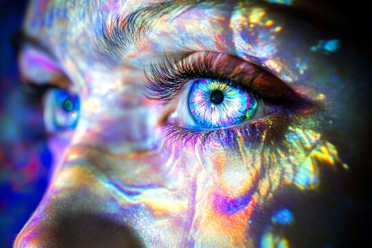 Neurological disorder. Phantom sounds. Metaphorical lsd feelings of a mental illusion. Ghostly illusion. Foggy vision. Mental disorder. Hallucination - due to lsd: abstract image of well-b.