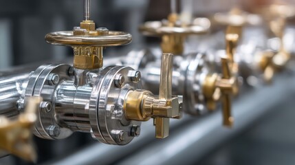 Close up of refinery valves highlighting precision energy control systems and intricate details