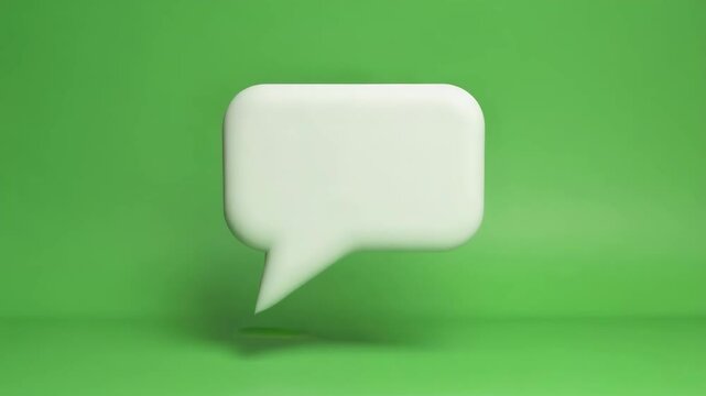 Minimalistic 3D White Speech Bubble on a Vibrant Green Background animation 4k video 