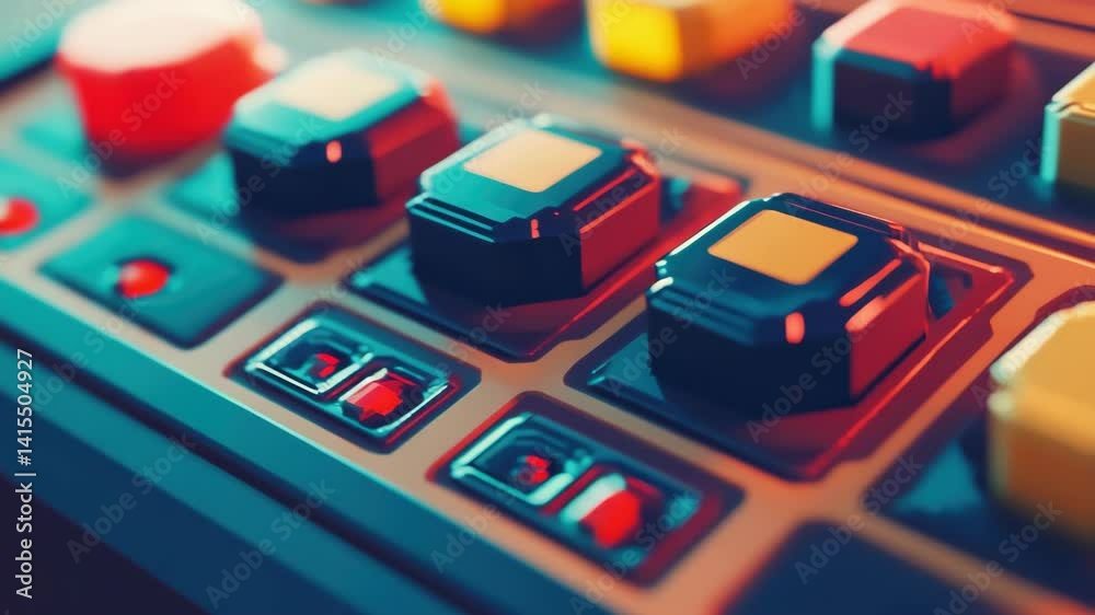 Wall mural an array of buttons on an audio mixer, ready for sound manipulation.