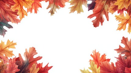 Fototapeta premium Colorful Autumn Leaves Border – Vibrant Fall Foliage with Red, Orange, Yellow & Green Leaves