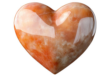 Beautiful heart-shaped gemstone on a white isolated background, symbolizing love and affection.