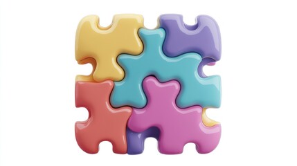 Fototapeta premium puzzle cub 3d rendering isolated on white background. Cartoon plastic style icon 