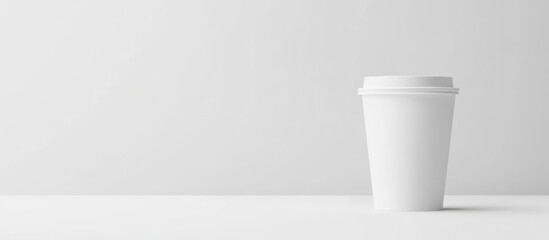 White Paper Cup on Table, Minimalist Background, Mockup