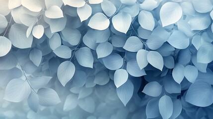 Abstract Blue Leaves with Dreamy Background, Abstract image of blue leaves with a soft, dreamy background