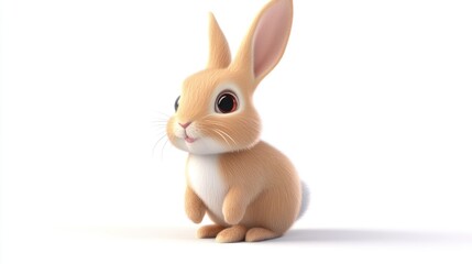 Obraz premium rabbit 3d rendering isolated on white background. Cartoon plastic style icon