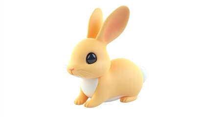 Fototapeta premium rabbit 3d rendering isolated on white background. Cartoon plastic style icon 