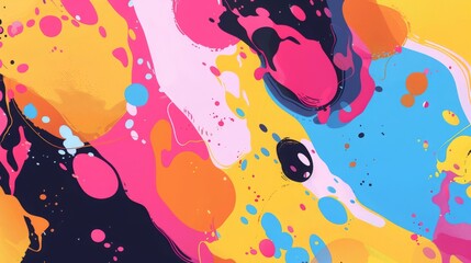 Abstract Swirling Paint with Vibrant Colors