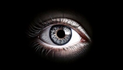 Fototapeta premium A single human eye floating in pitch black
