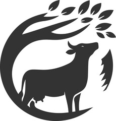 Silhouette of a black cow animal vector