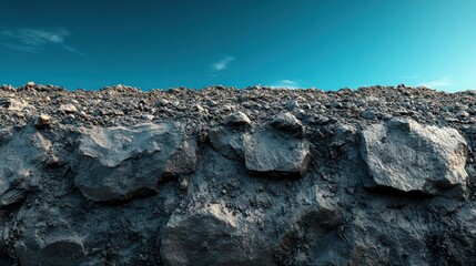Rocky Martian landscape under a vibrant blue sky