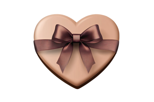 Elegant heart-shaped gift box with a bow, perfect for celebrations or special occasions.