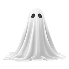 3D Ghost Decoration – Cute Spooky Halloween Icon Isolated on Transparent Background