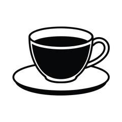 Coffee cup saucer thin line vector