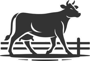 Silhouette of a black cow animal vector