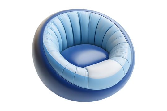 Inflatable Armchair Rendering with Blue Base isolated on transparent background
