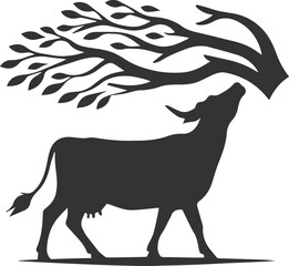 Silhouette of a black cow animal vector