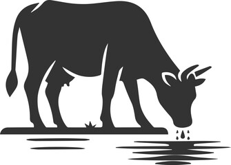 Silhouette of a black cow animal vector
