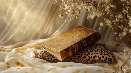 Vintage Leather-Bound Book with Gold Detailing